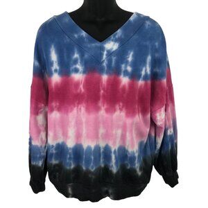 Blue Buttercup Women's Size Medium Multicolor Tie Dye Vneck  Pullover Sweatshirt
